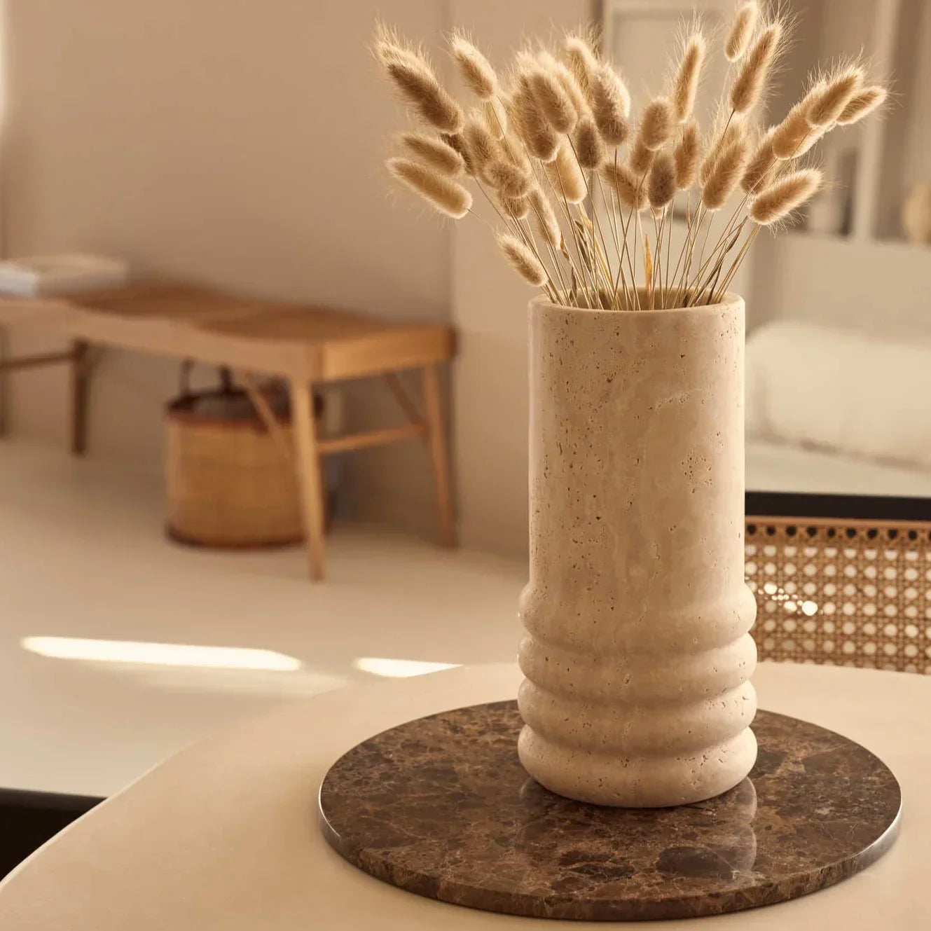 Wazon z trawertynu Molí Ø12x25 cm